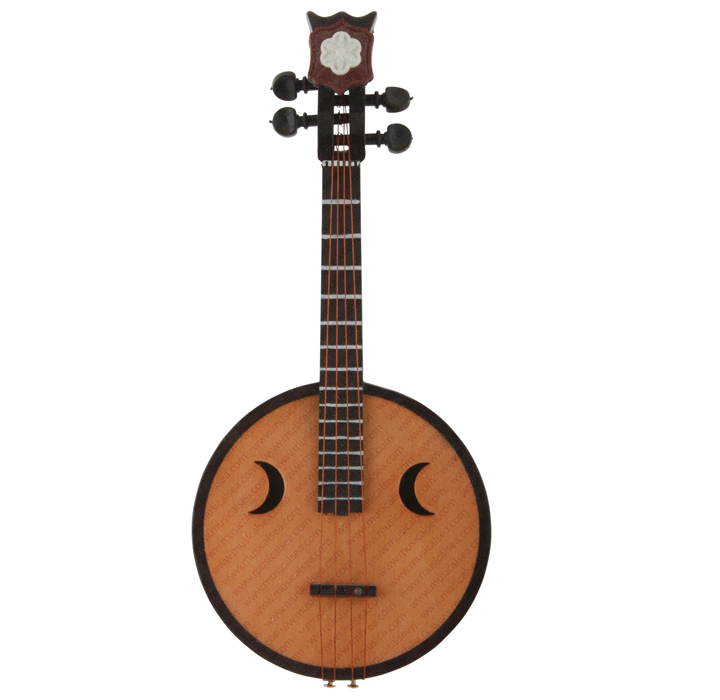 Miniature Orange Ruan Musical Instrument Replica Gift